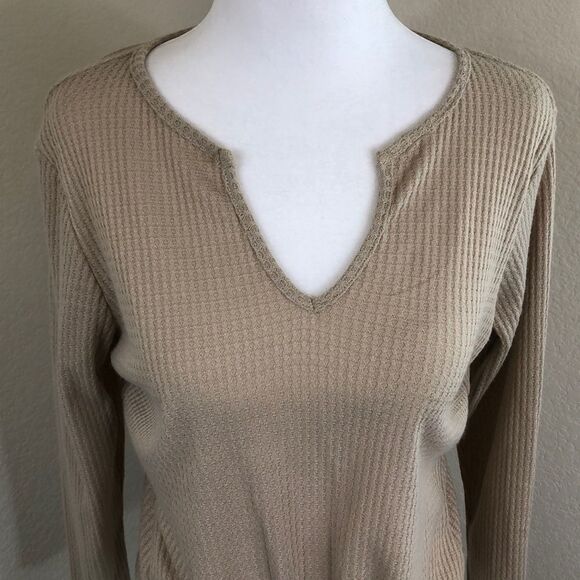 Pie In The Sky Tan Tie Front Long Sleeve Top Size M NWT - Picture 3 of 8